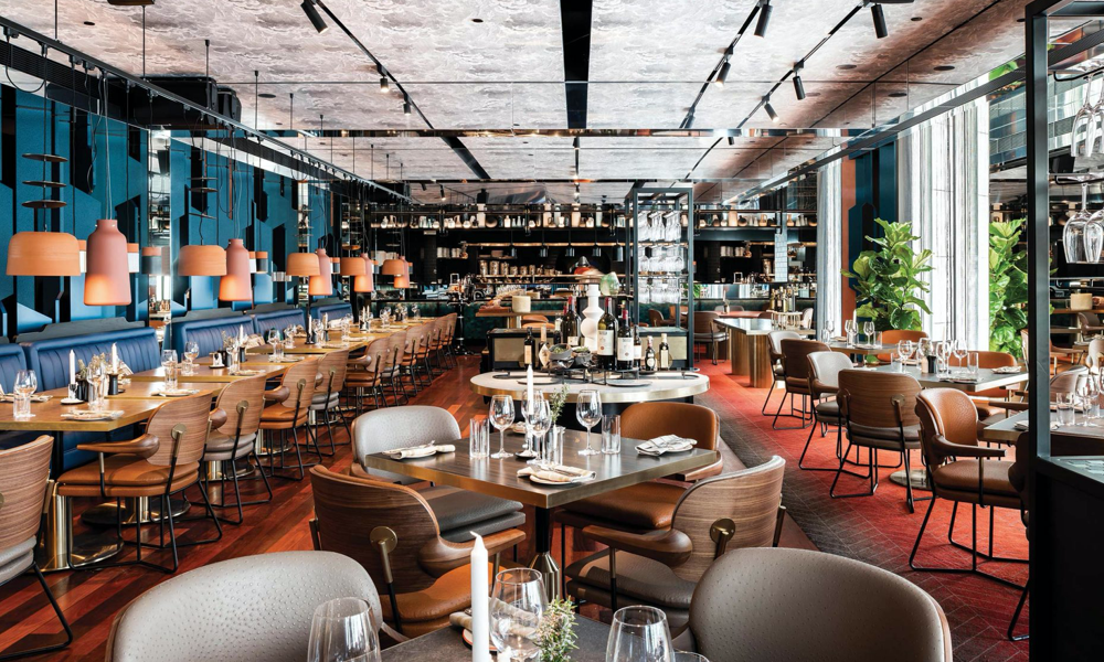 Santini-Grill QT Hotel- Perth Australia tables as part of hospitality design services